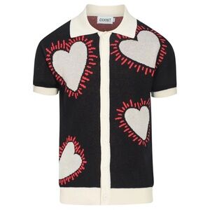Oxknit retro heart organic cotton cardigan